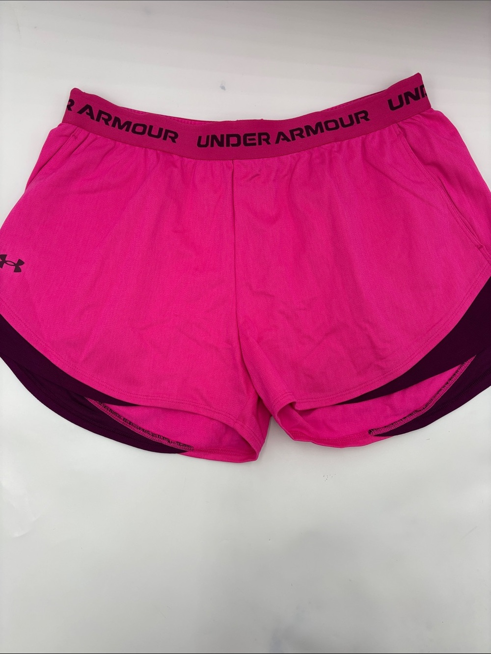 Under Armour Tech Play Up Twist Shorts in Virtual Pink/Purple Gemini
